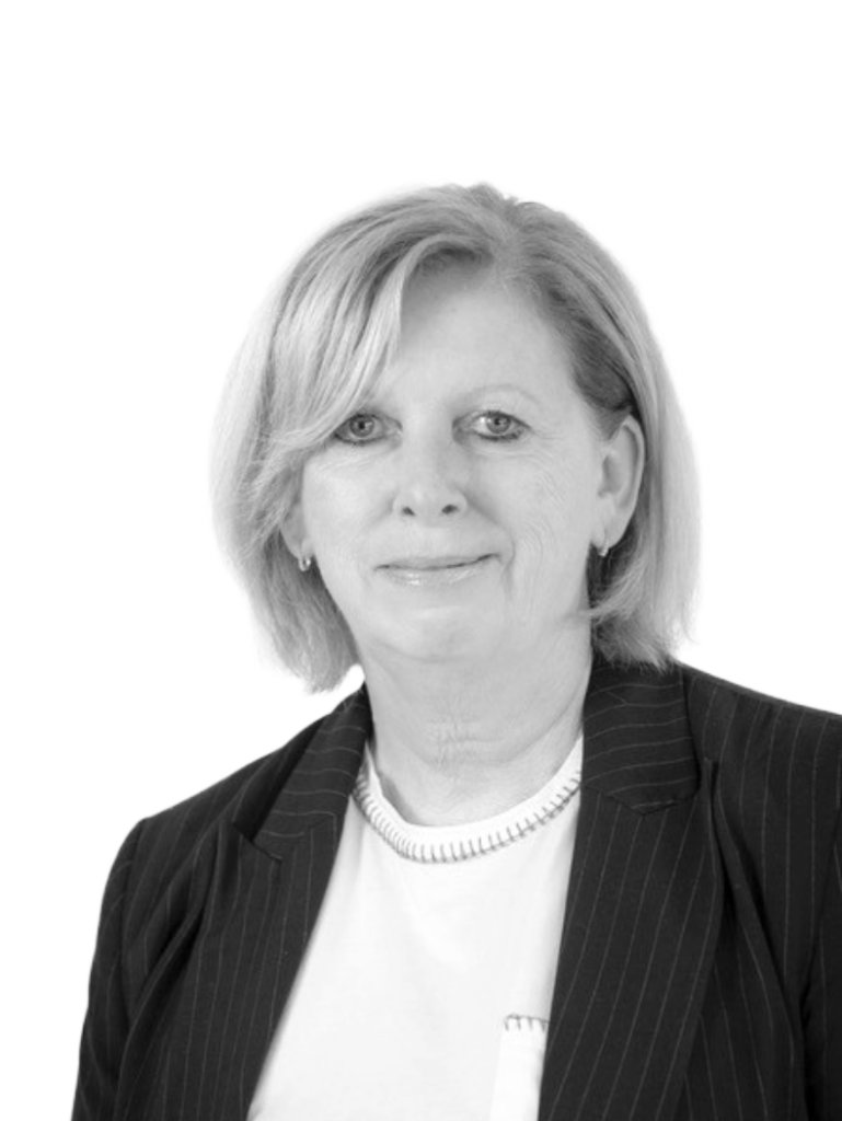 A black and white photo of Chrissy Payne, Head of Investment for OMD New Zealand